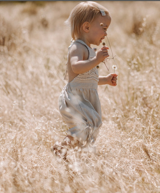 Linen and lace romper