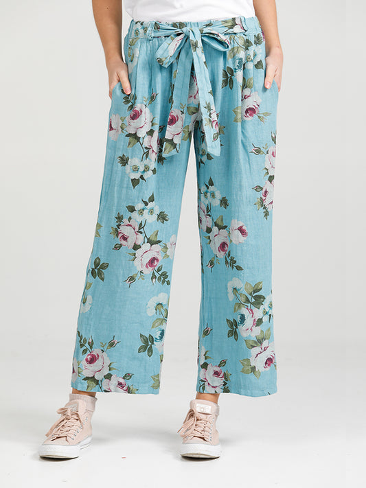 Eva Floral Linen Pants
