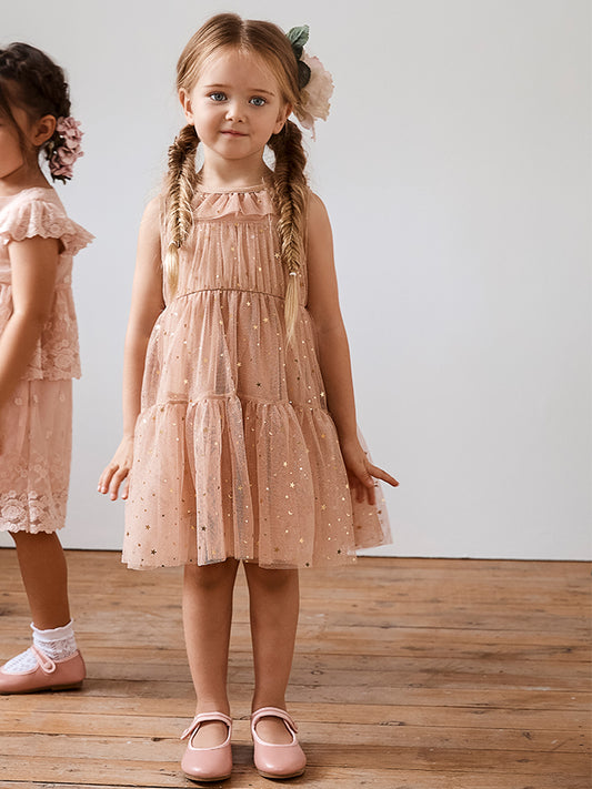 Twinkle Twinkle Moon and Star Dress - ROSE GOLD