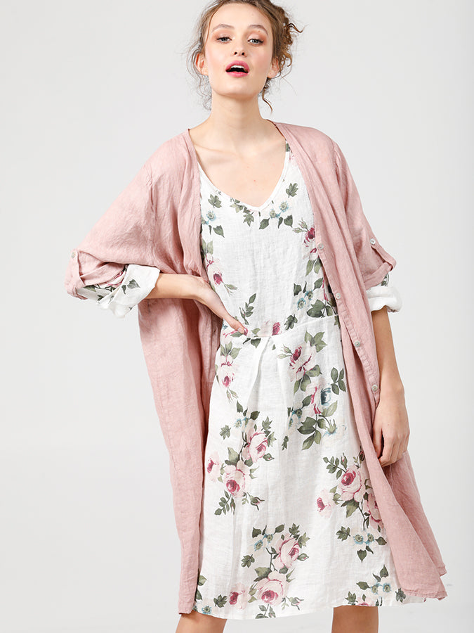 FLORAL MIA DRESS - Pure linen day dress