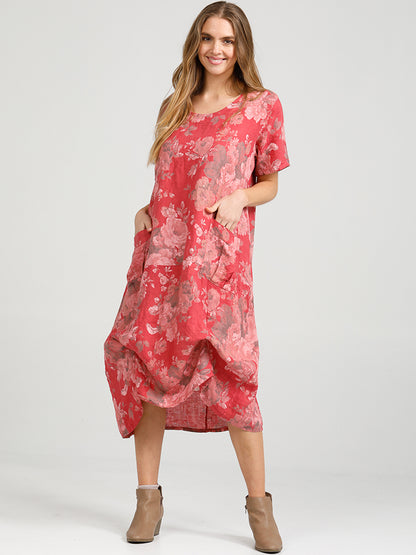 Floral Primavera Dress - Long Pure Linen Dress