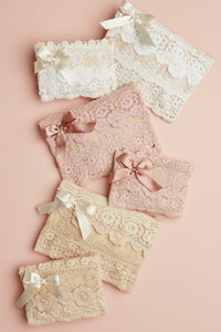 Large Lace zip bags - Dusty Pink